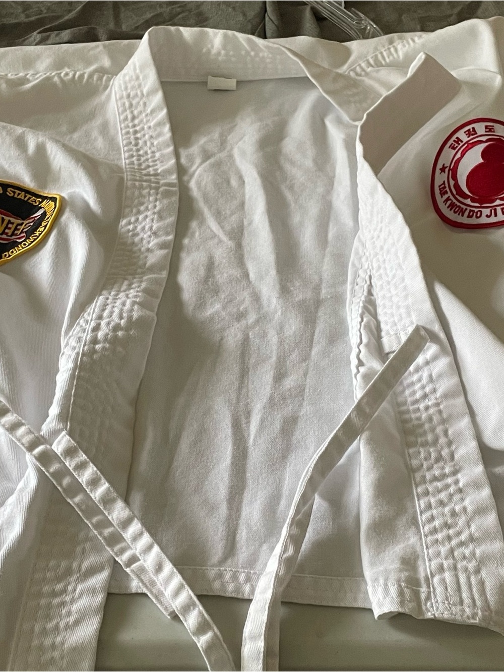 🥋Boys Taekwondo Uniform Gi Top Patches USA, Korea, Ji Do Kwan, USA TKD Fed Size - Picture 9 of 9